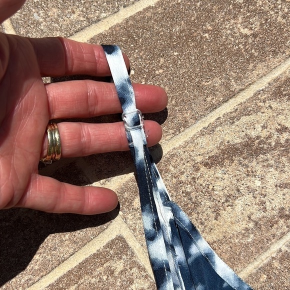 Blue & white tie-dye, sundress, adjustable, shoulder straps, Sz. L - Picture 8 of 13